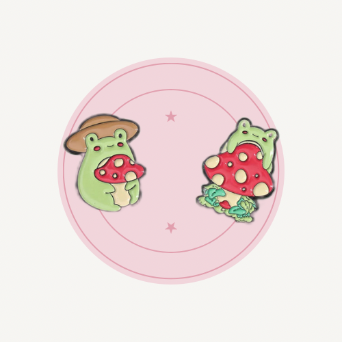 Froggies With Mushrooms Enamel Pin Collection